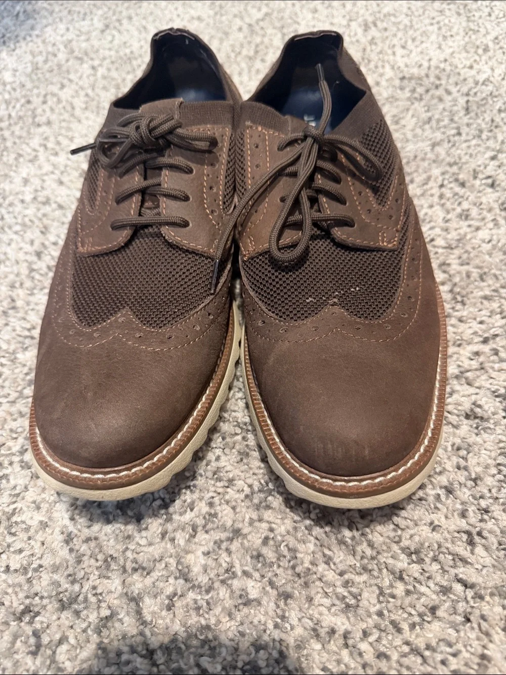 Johnston & Murphy Brown Wingtip Knit-Textured Lace-Up Oxfords